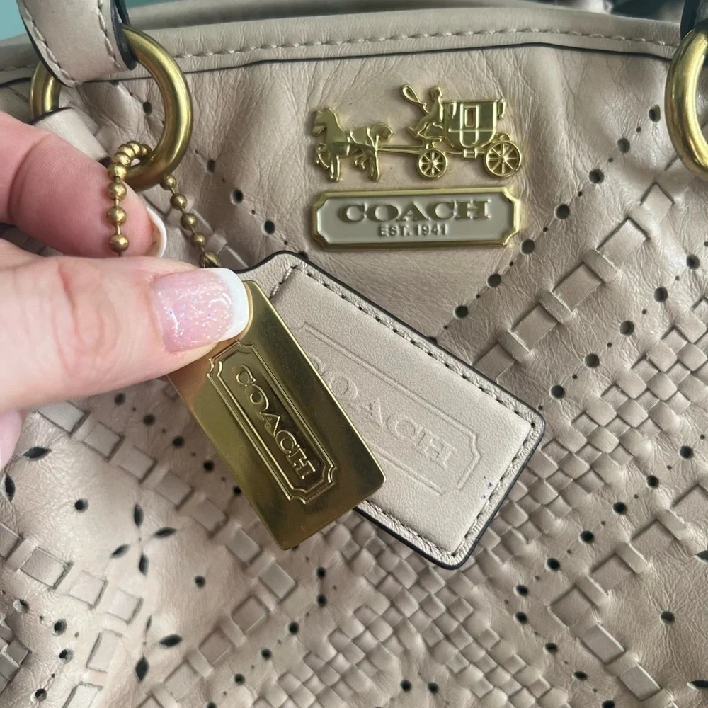 Coach Madison Criss Cross Leather Sophia Satchel Shoulder Bag